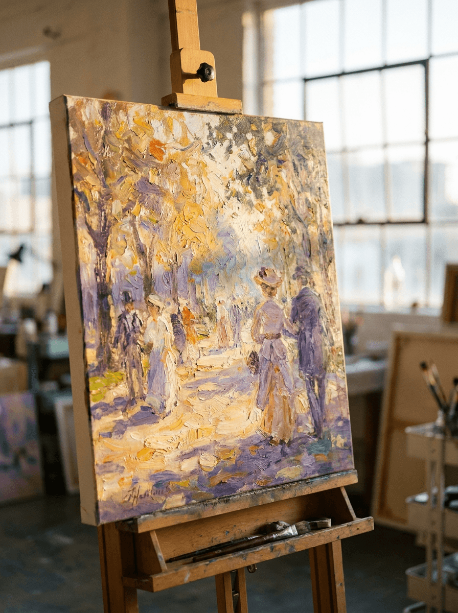 Everyday scene repainted with loose impressionist brushwork