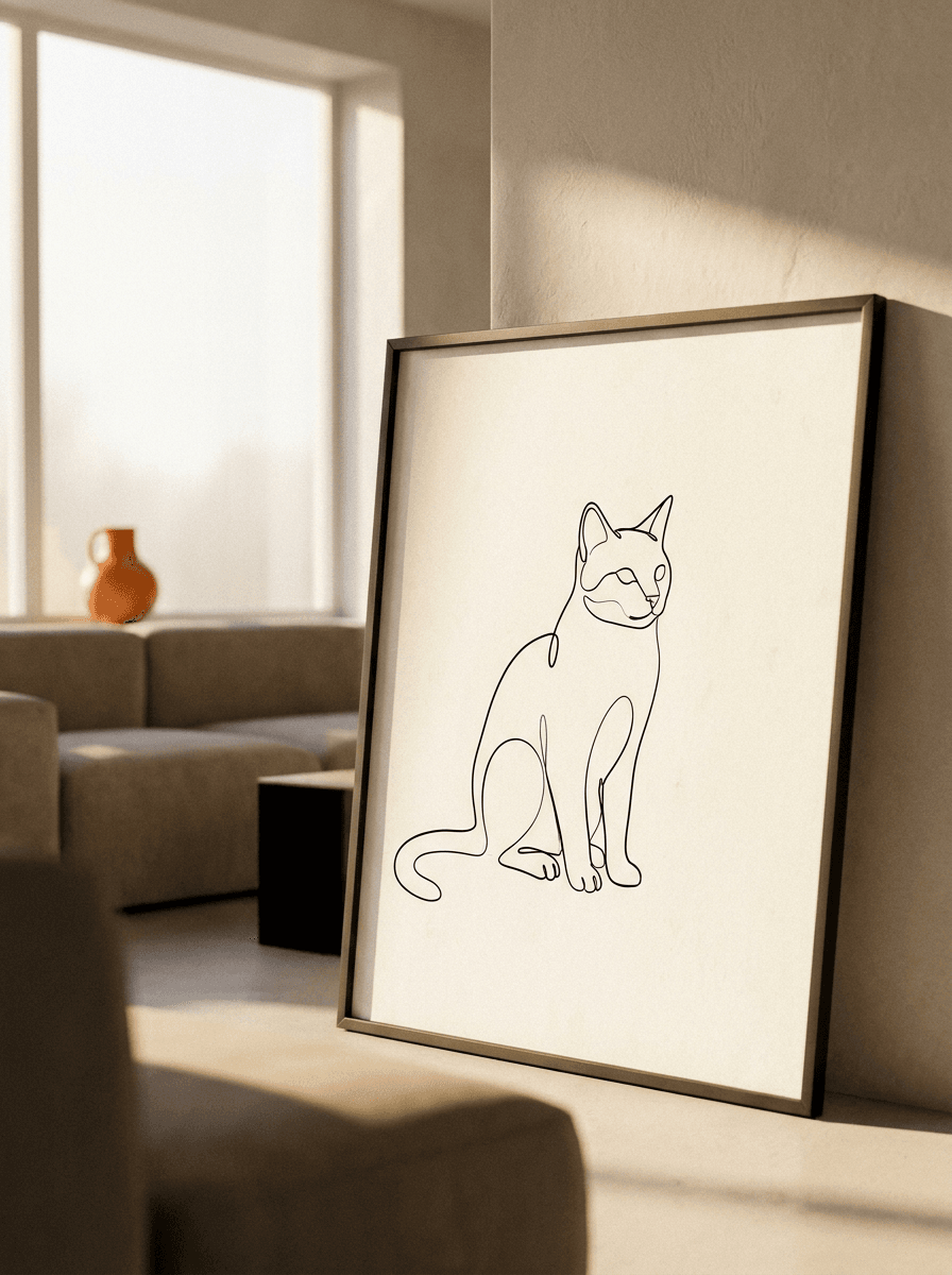 Photo converted to clean minimal line art on a plain background
