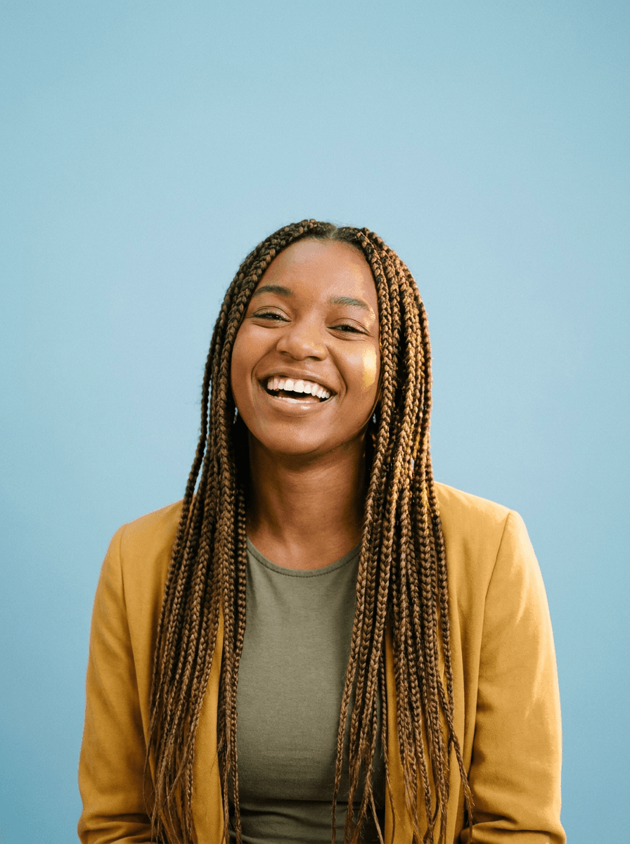 Portrait placed on a solid pastel color background for a profile picture