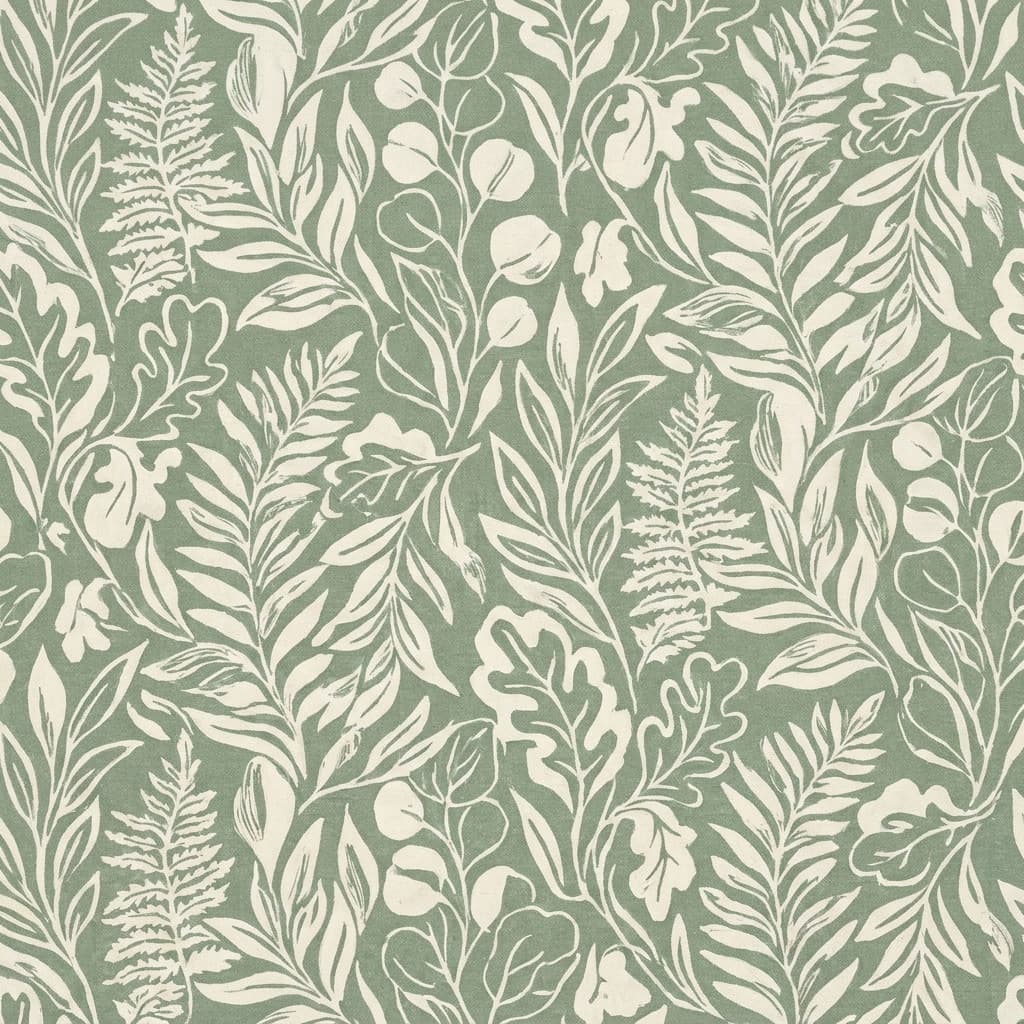 Repeating botanical pattern with leaves and stems