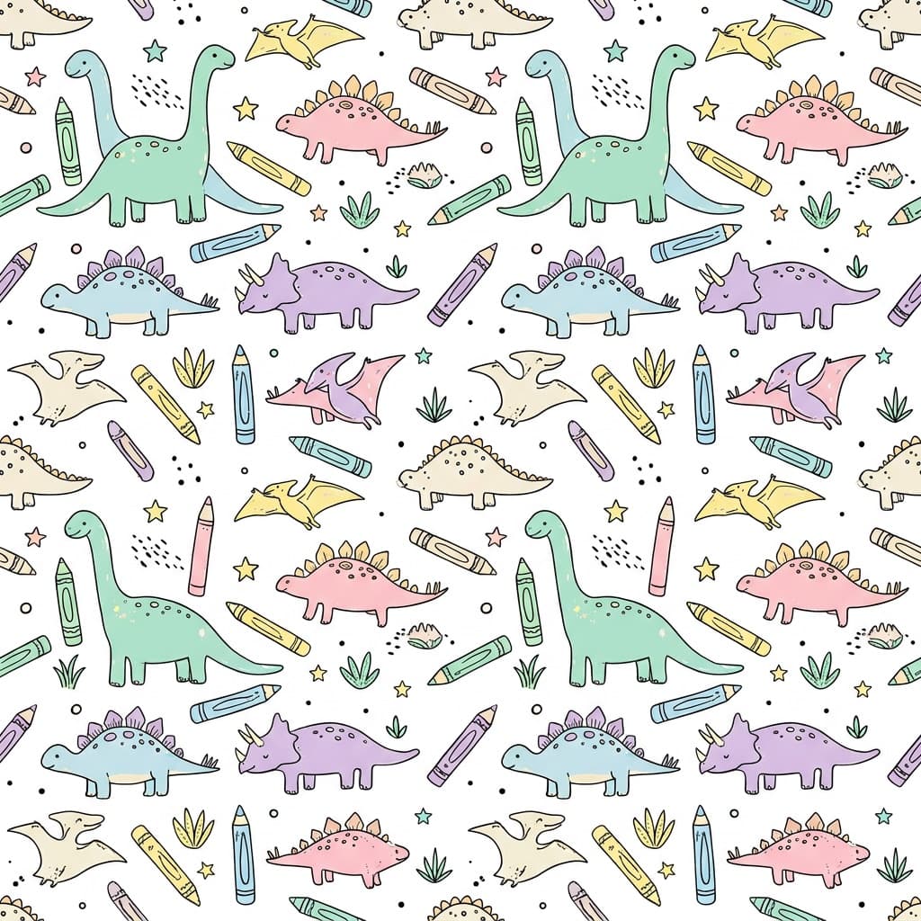 Playful repeating pattern with hand-drawn animals