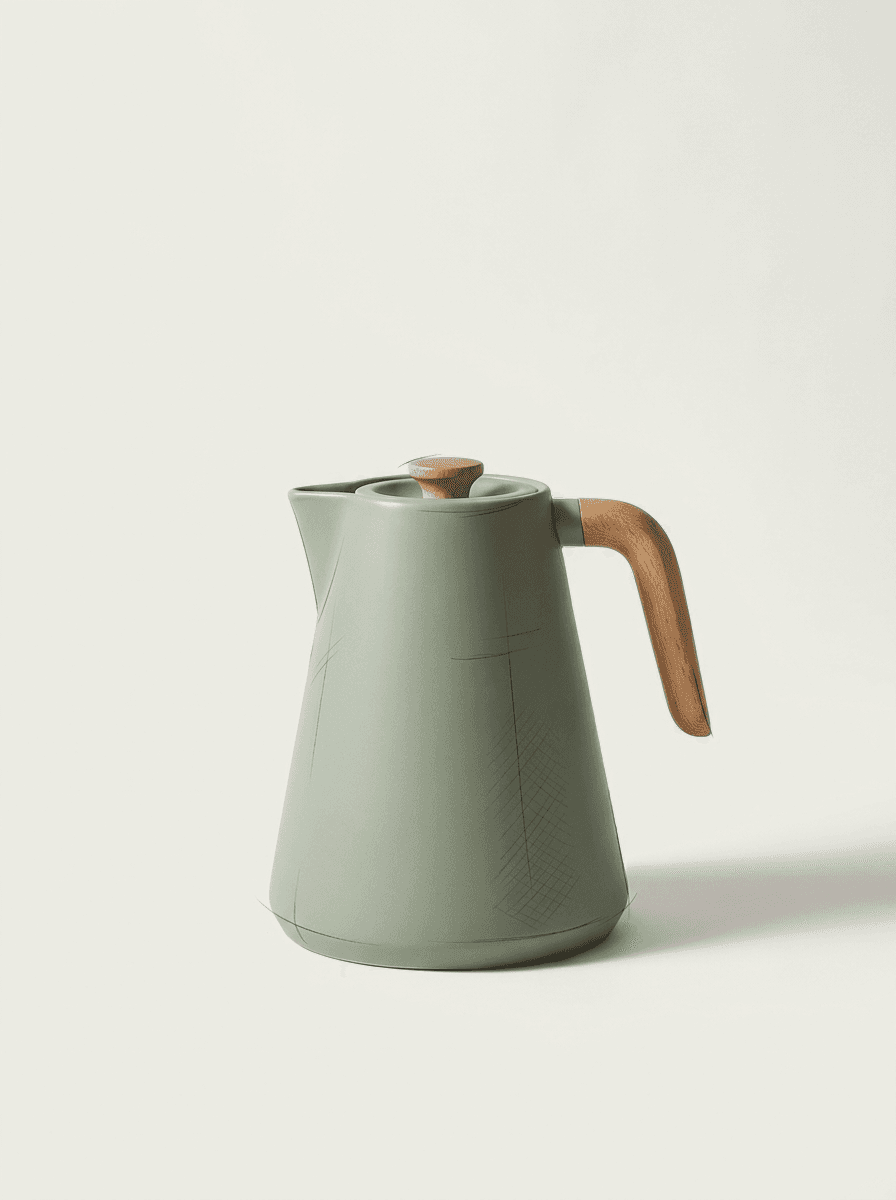 Finished studio product photo rendered from a hand-drawn product concept