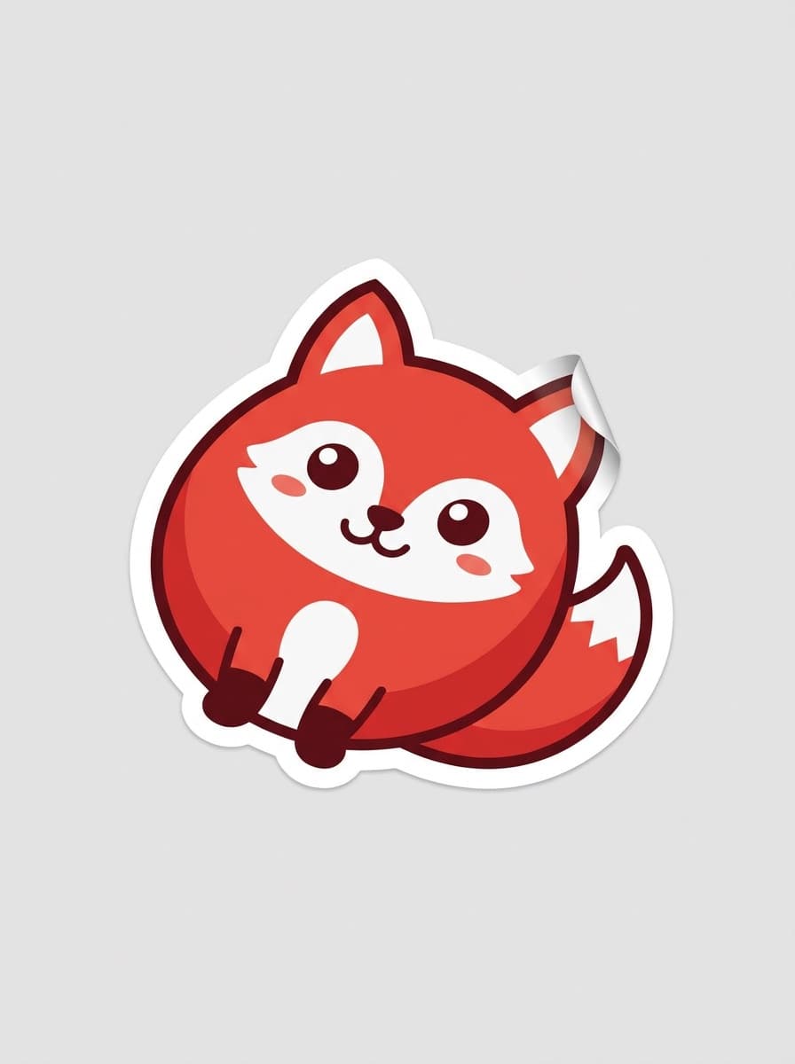 Die-cut style sticker design of a cute cartoon animal with a bold white outline