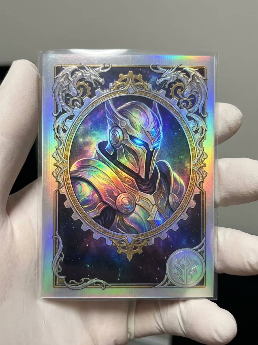 Portrait rendered as a holographic-style collectible trading card