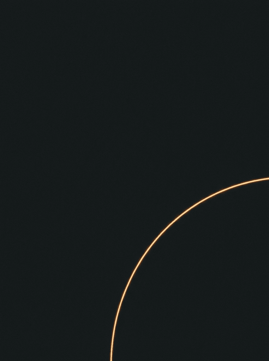 Dark minimal wallpaper with a single thin amber light arc on a near-black background