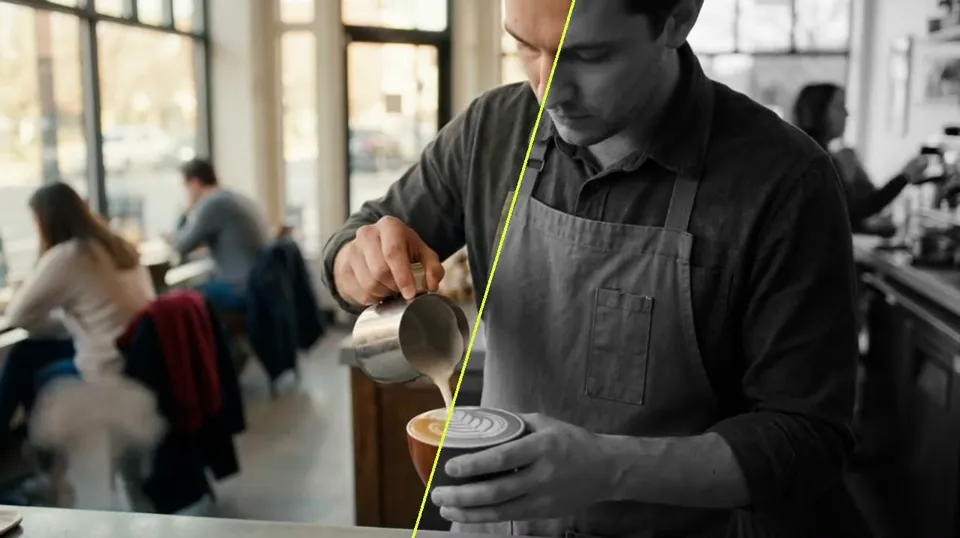A clip graded b&w film by Made Color Grading