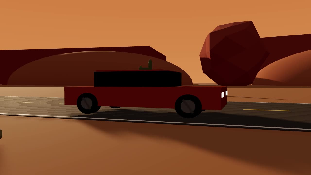 Desert chase: the 3D scene