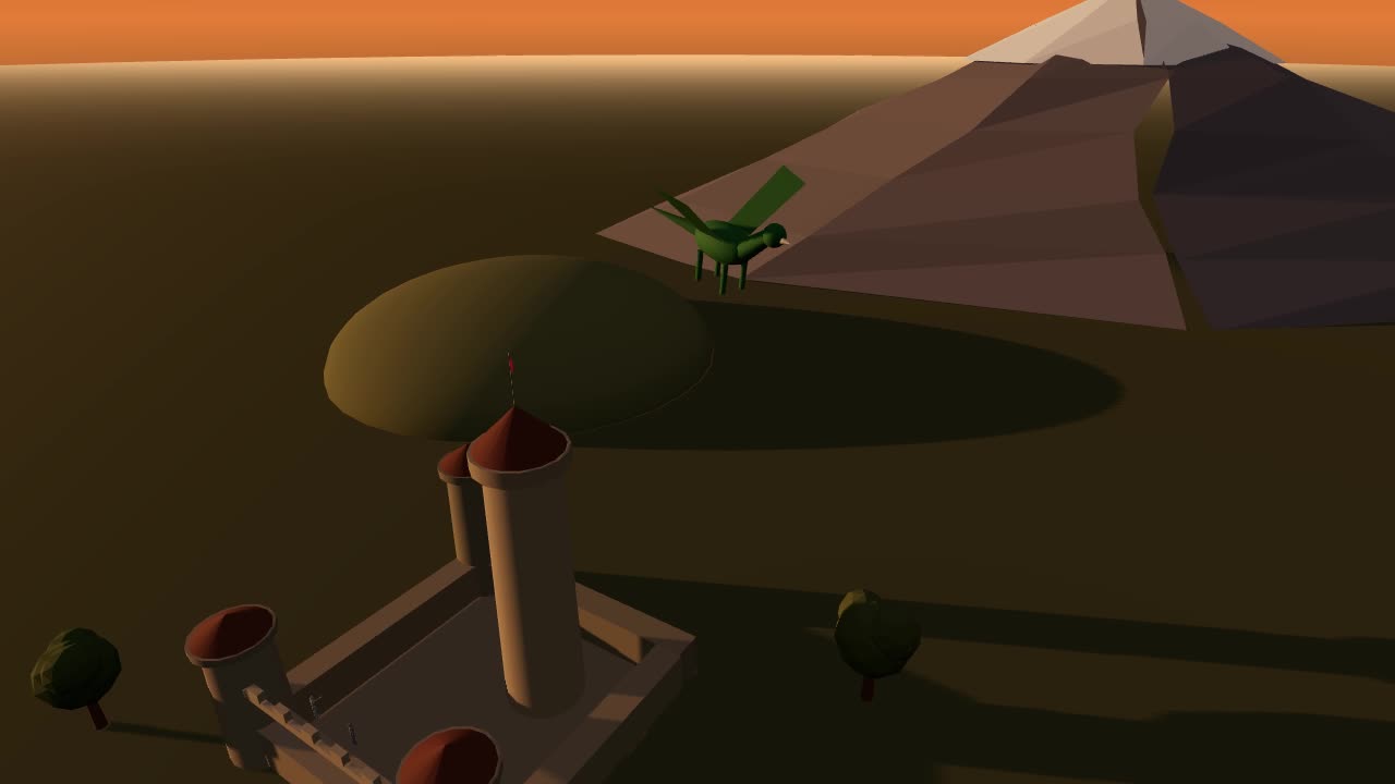 Dragon over the castle: the 3D scene