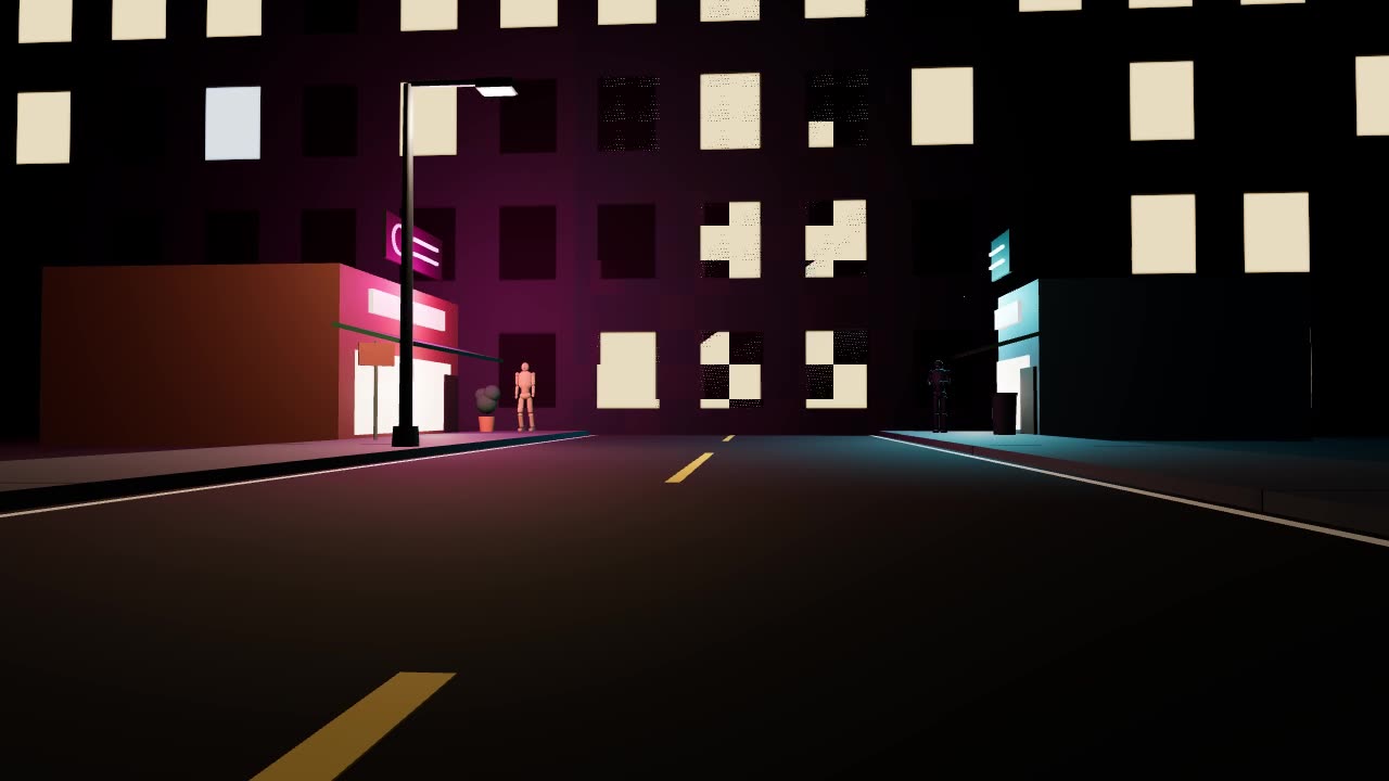 Neon street: the 3D scene