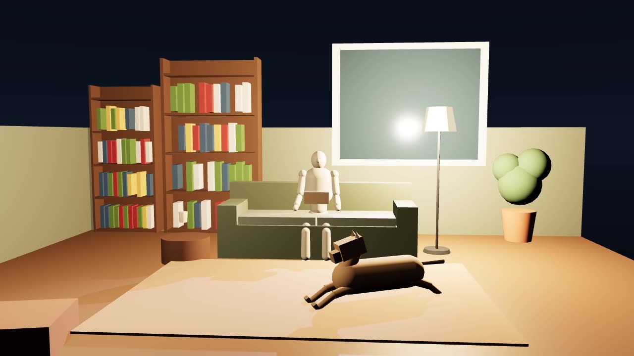 Rainy reading nook: the 3D scene