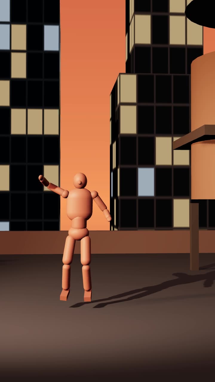 Rooftop dancer: the 3D scene
